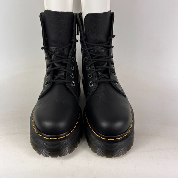 Dr Martens Jadon 3 moto boots women’s size 8 black leather platform side zip - Picture 4 of 13
